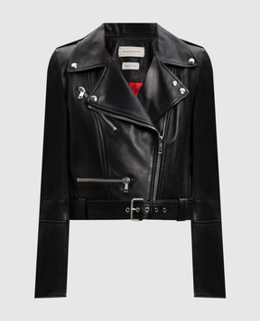 Alexander McQueen Черная укороченная кожаная косуха 668451Q5AJF