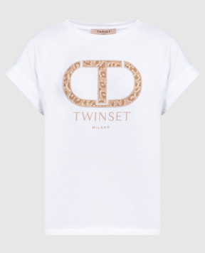 Twinset Біла футболка з вишивкою логотипа 241TT2142