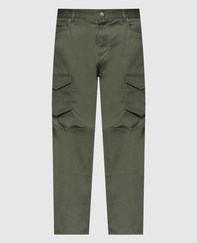 Balmain Зеленые брюки карго с нашивкой логотипа CH0MI075CF04