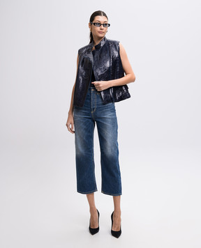 Brunello Cucinelli Синий жилет из кожи питона M0CUR2522