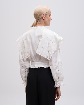 Twinset Біла блуза Elba з льоном з вишивкою бродері 251TS2112