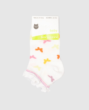 RiminiVeste Дитячі білі шкарпетки Ciocca з візерунком у вигляді метеликів 3386