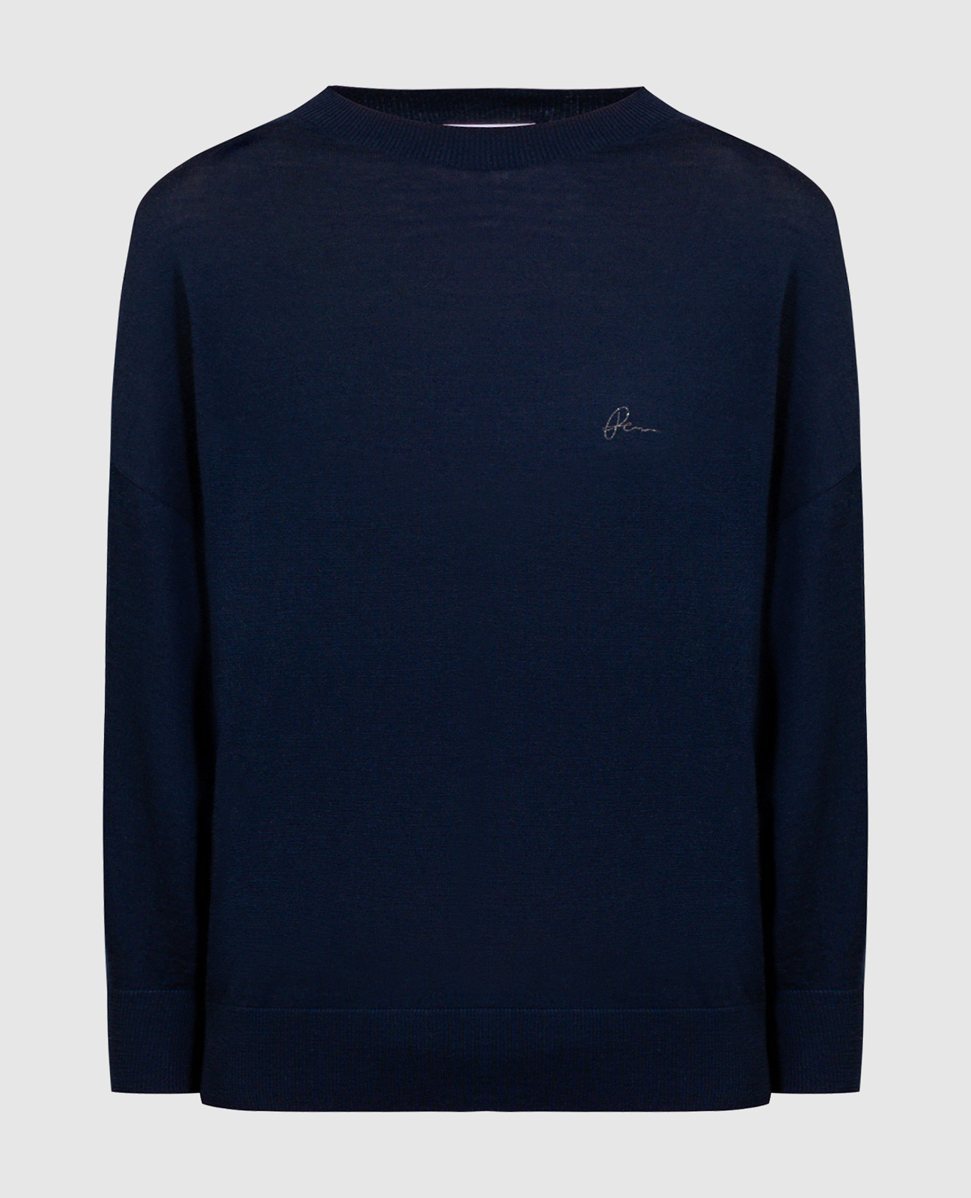 Blue wool jumper with logo