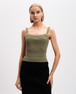 Balmain Зелений топ у геометричний візерунок DF0AB051KH60