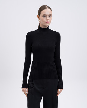 Twinset Чорний гольф в рубчик з логотипом 252LI3BAA