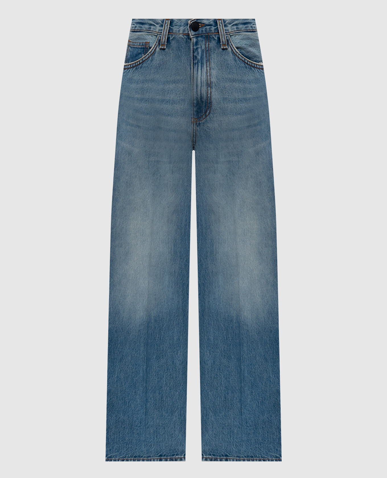 

Голубые джинсы с монограммой логотипа, Голубой, Широкие джинсы