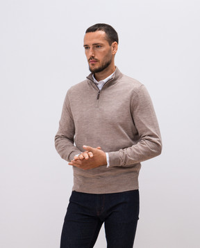 Canali Бежевый джемпер из кашемира, шерсти и шелка. MK02174C0015