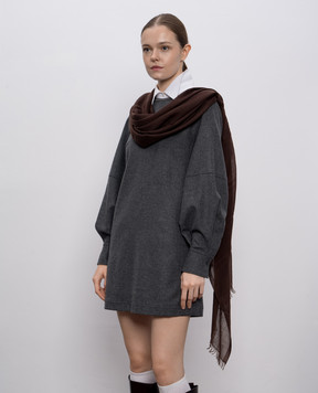 Brunello Cucinelli Коричневий палантин з кашеміру та шовку MSC924059