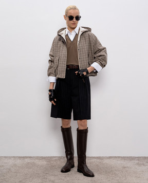 Brunello Cucinelli Коричнева футболка з ланцюжком моніль MPT18BD222