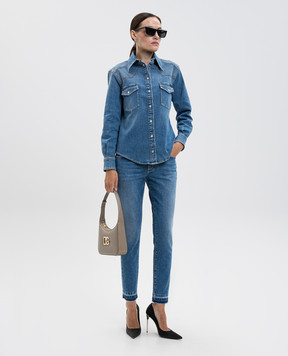 Dolce&Gabbana Синя джинсова сорочка з патчем логотипа F5T64DG8NR6