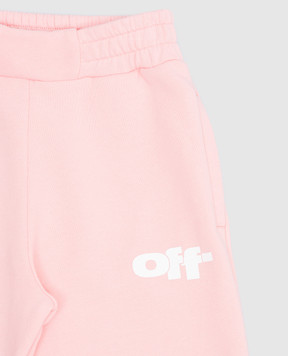 Off-White Дитячі рожеві спортивні штани з принтом логотипа OGCH00AS25FLE001