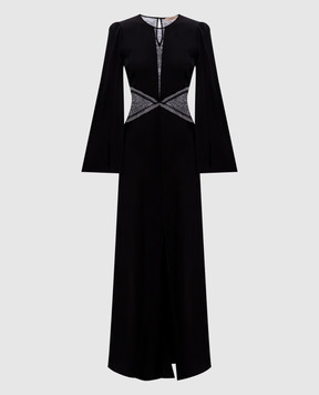 Twinset Черное платье макси с кружевом 251TT2111