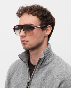 Brunello Cucinelli Коричневі сонцезахисні окуляри Paul MOCSTEMS11