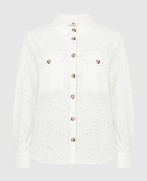 Twinset Белая рубашка с вышивкой бродери 241LL2JAA