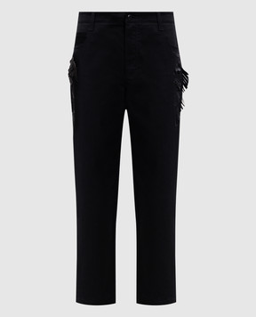 Ermanno Scervino Чорні джинси з фактурною квітковою вишивкою D297P706HGF