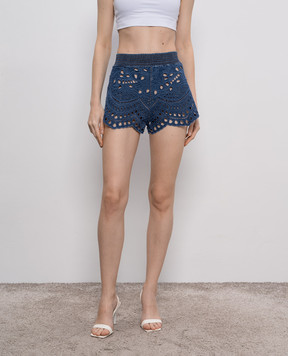 Ermanno Scervino Синие джинсовые шорты с вышивкой бродеры D464P701KOX