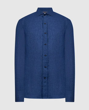Brunello Cucinelli Синяя рубашка из льна в узор. MM6311718