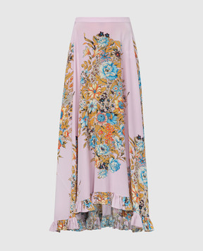 Etro Розовая юбка из шелка в цветочный узор с рюшами. WRFA001499SA199