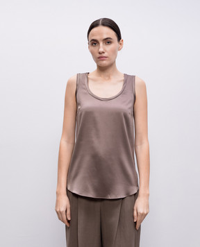 Brunello Cucinelli Коричневий топ із шовку M0C59E0600