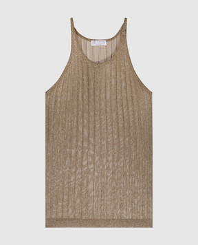 Brunello Cucinelli Бежевый топ с люрексом MMF849910