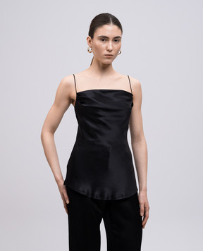 Balmain Черный топ из шелка EF0AD400SE95