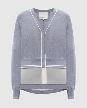 3.1 Phillip Lim Сірий кардиган з вовни з ефектом накладання шарів P25170465FWM