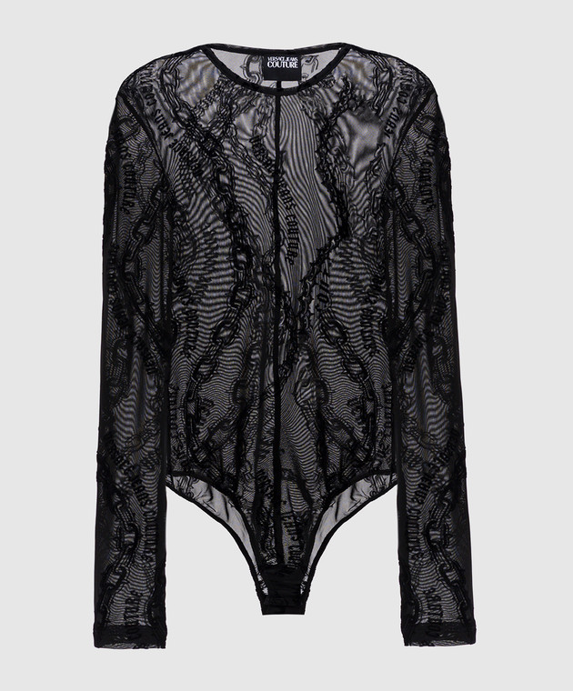 Versace Jeans Couture - Черный боди с сеткой в узор Chain