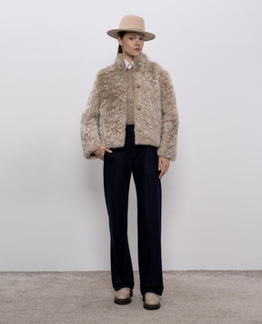 Brunello Cucinelli Коричневий ажурний светр з вовною MPS732409P