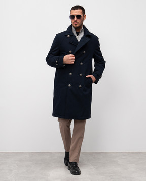 Brunello Cucinelli Синяя двубортная куртка MY4646364