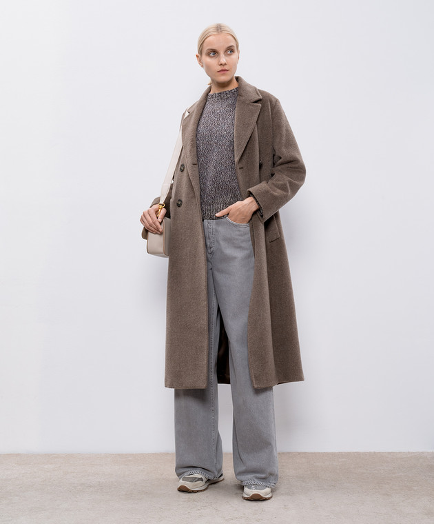 マロン Max Mara Weekend - Коричневое двубортное пальто ZUFOLO с шерстью