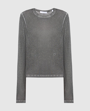 Helmut Lang Серый лонгслив с вышивкой монограммы логотипа. O10HW505