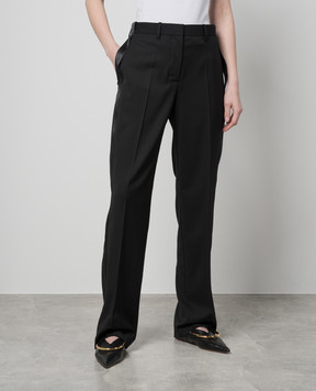 Helmut Lang Чорні штани з вовни з лампасами O01HW224
