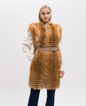 Florence Mode Коричневый жилет из меха лисы 18N181Vst