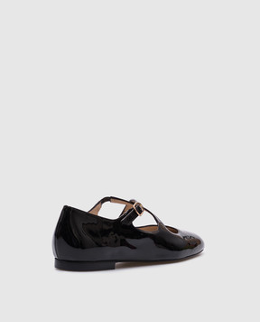 Stuart Weitzman Черные кожаные лакированные балетки CLEM SK070