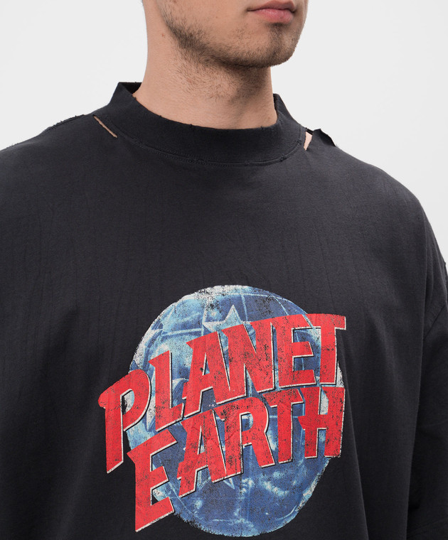 Balenciaga - Черная футболка с принтом Planet Earth с винтажным