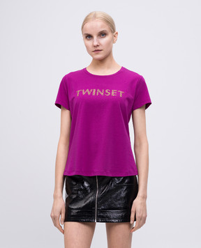 Twinset Фіолетова футболка з логотипом 251LB2MGG