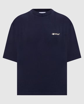 Off-White Синяя футболка с фактурным принтом Arrow 2AA124F25JER005