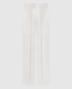 Max Mara Белые брюки AVERSA из льна с логотипом. AVERSA