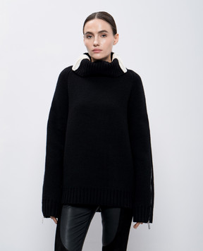 Helmut Lang Чорний светр з вовни та кашеміру з блискавками O06HW797