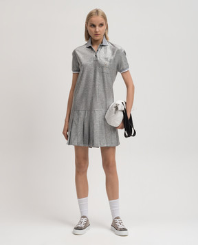Brunello Cucinelli Срібляста сукня з льоном з логотипом ML947AEN41
