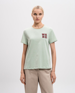 Max Mara Weekend Зелена футболка VELLO з фактурною аплікацією логотипа VELLO