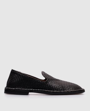 BUTTERO Черные кожаные плетеные лоферы ERCOLE B10832CUSINTD