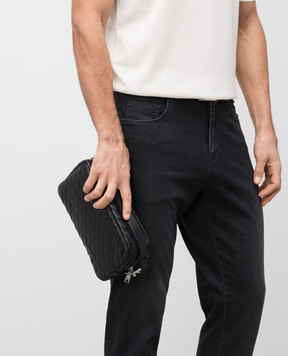 Bottega Veneta Чорний шкіряний клатч Intrecciato 777390V2HL1