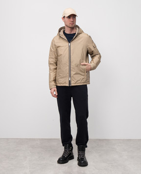 Moncler Бежева пухова куртка з нашивкою логотипа K10911A00024539ZD