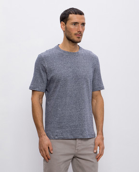 Brunello Cucinelli Синяя футболка с леном MW8351308