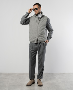 Brunello Cucinelli Серый пуховый жилет из шерсти MM4631776