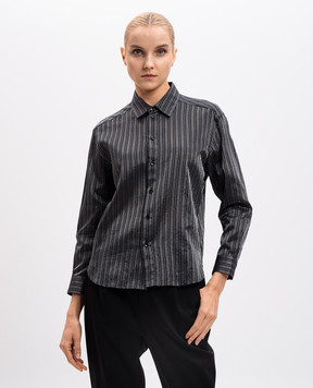 Saint Laurent Черная блуза в полоску с люрексом 582488