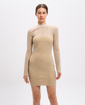 Balmain Бежева сукня міні у візерунок PB Labyrinth DF2R8029KH69