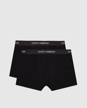 Dolce&Gabbana Дитячий набір чорних трусів-боксерів з візерунком логотипа L4J701ON00G