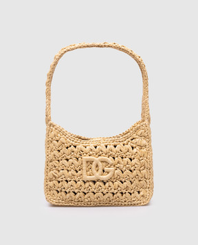 Dolce&Gabbana Бежевая плетеная сумка-хобо 3.5 с логотипом BB7657A4547